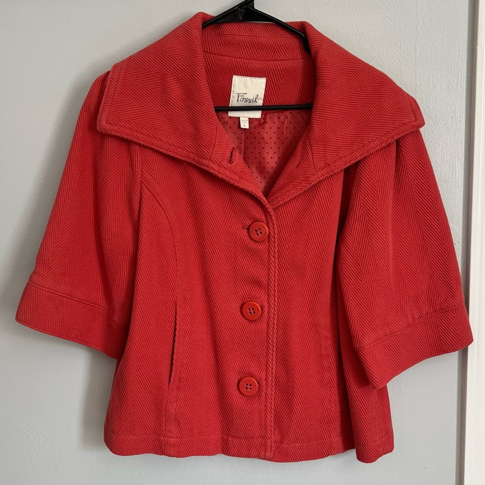 Fossil Button Up Cotton Twill Peacoat - image 1